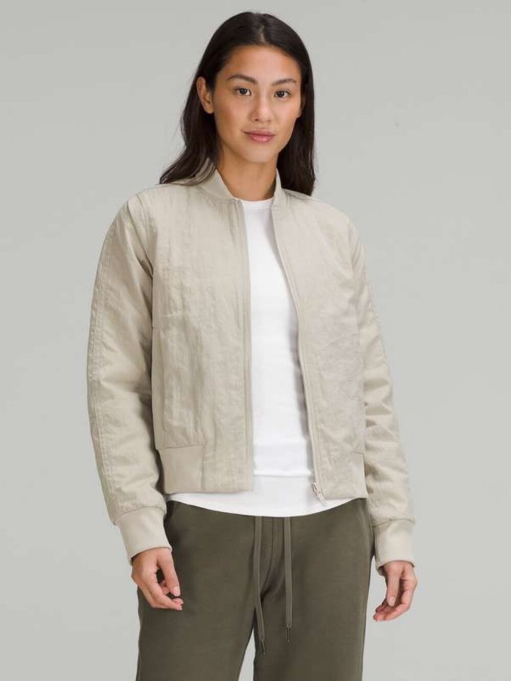 Lululemon Athletica Non-Stop Bomber Jacket in Raw Linen, Reversible - Size 4